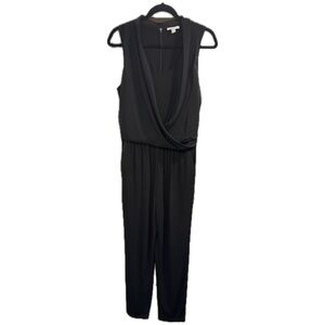 Bar III Black Draped Surplice Sleeveless Jumpsuit  Size M